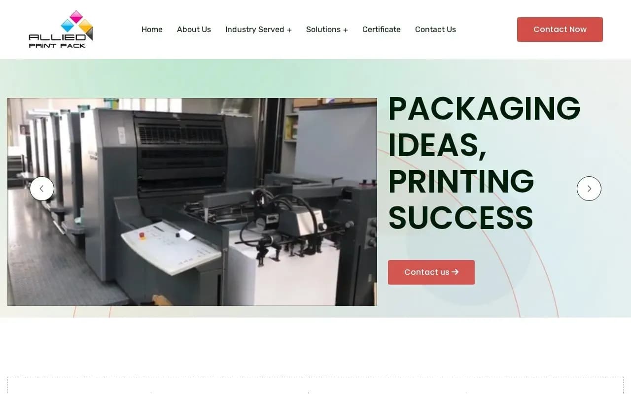 Allied Print Pack website homepage