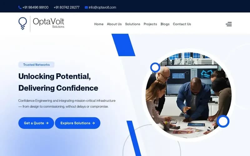 OptaVolt Solutions website homepage