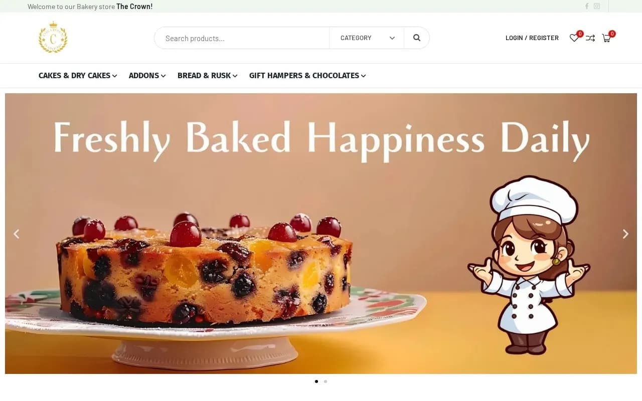 The Crown Bakers website homepage