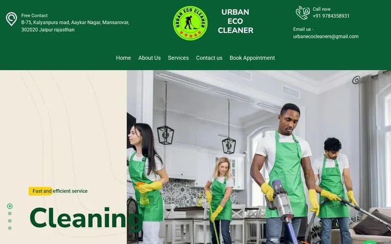 Urban Eco Cleaner website homepage