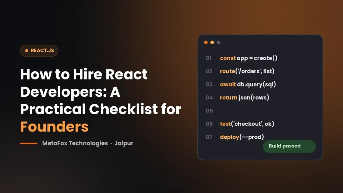Cover: How to Hire React Developers: A Practical Checklist for Founders