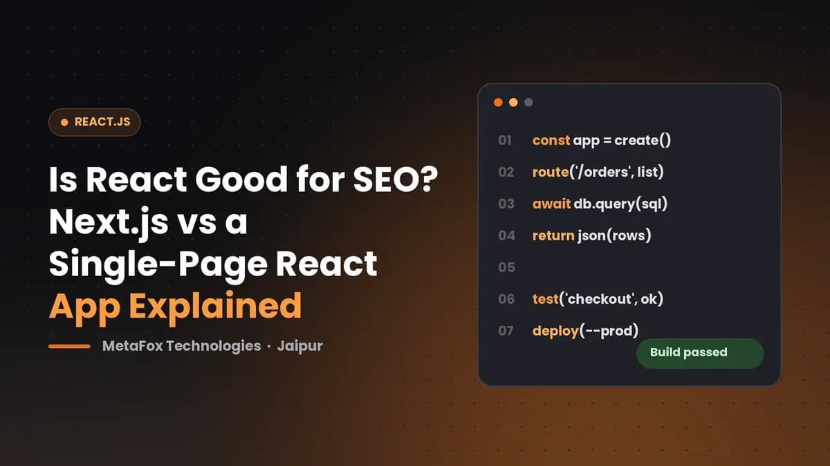 Cover: Is React Good for SEO? Next.js vs a Single-Page React App Explained