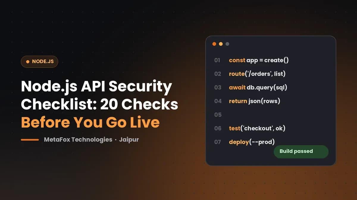 Cover: Node.js API Security Checklist: 20 Checks Before You Go Live