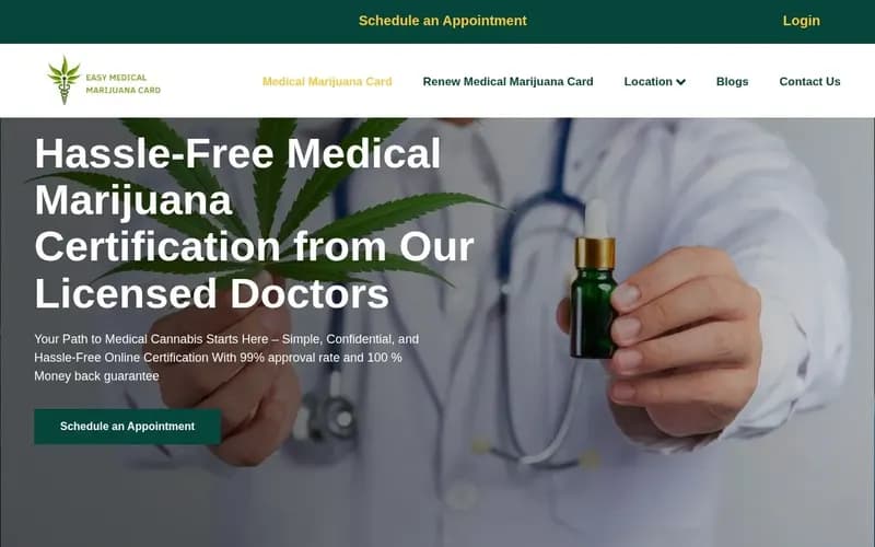 Easy Medical Marijuana Card website homepage