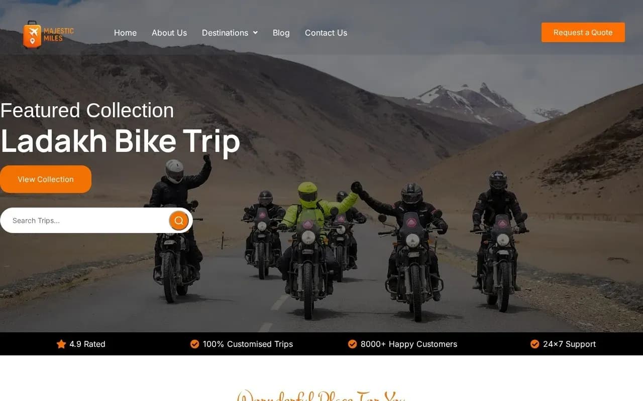 Majestic Miles website homepage