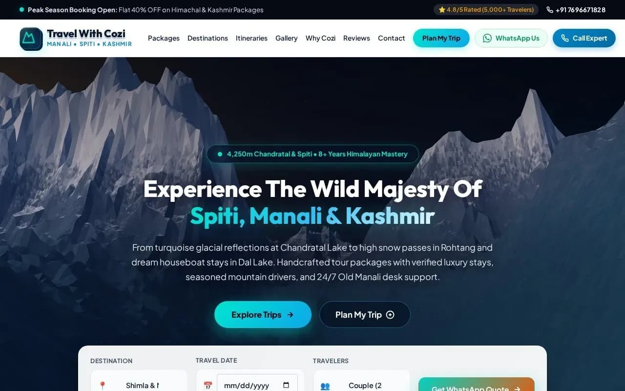 Travel With Cozi website homepage