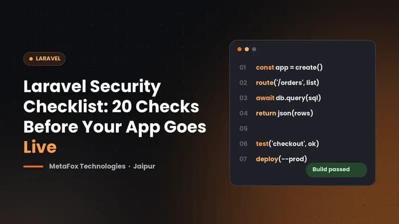 Cover: Laravel Security Checklist: 20 Checks Before Your App Goes Live