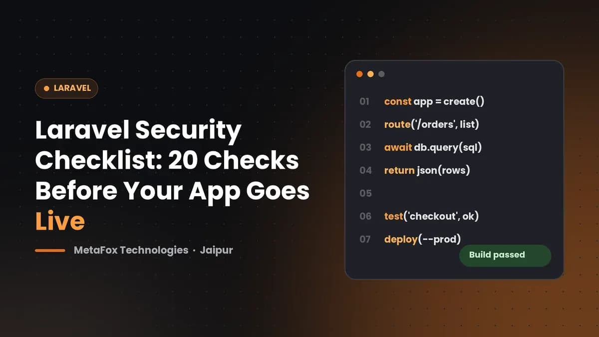 Cover: Laravel Security Checklist: 20 Checks Before Your App Goes Live