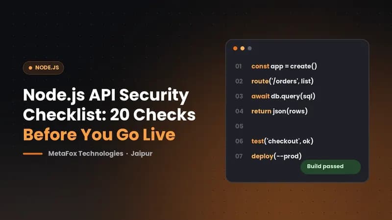 Cover: Node.js API Security Checklist: 20 Checks Before You Go Live