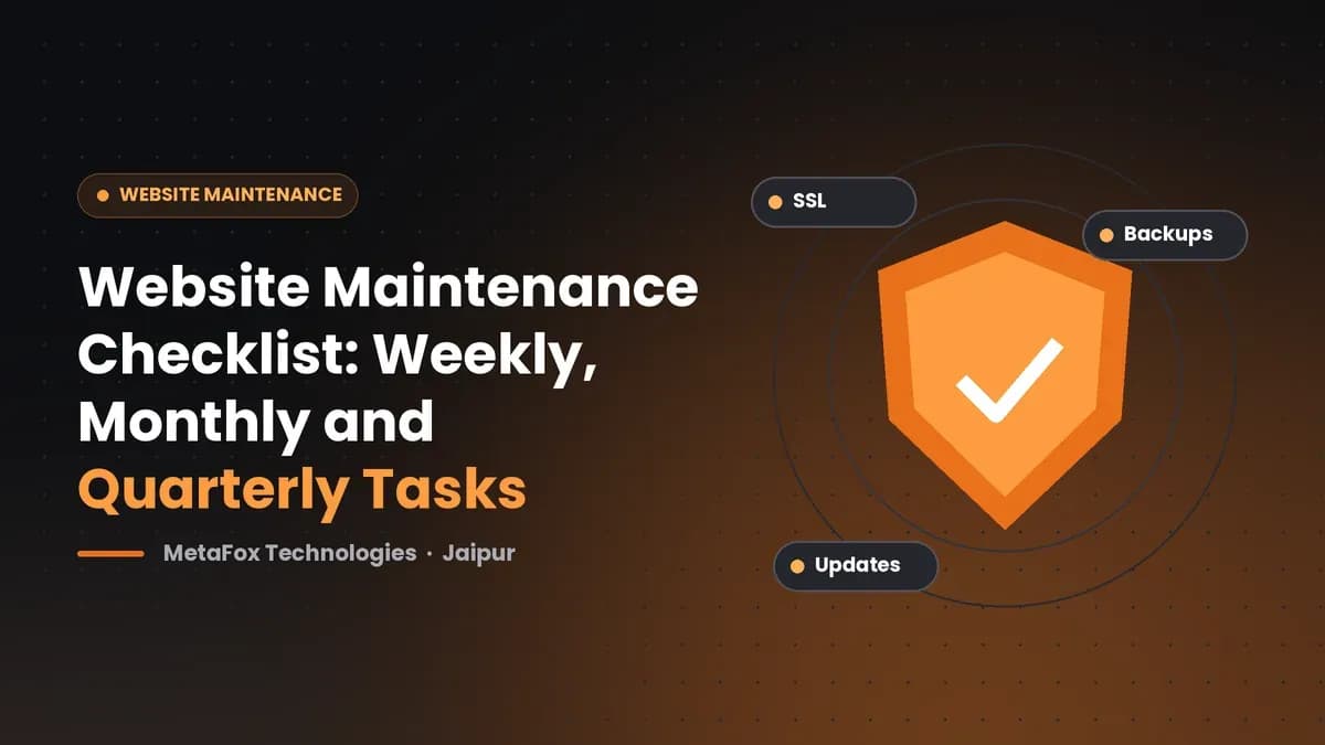 Cover: Website Maintenance Checklist: Weekly, Monthly and Quarterly Tasks